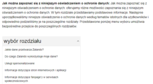 Polityka prywatności Zalando